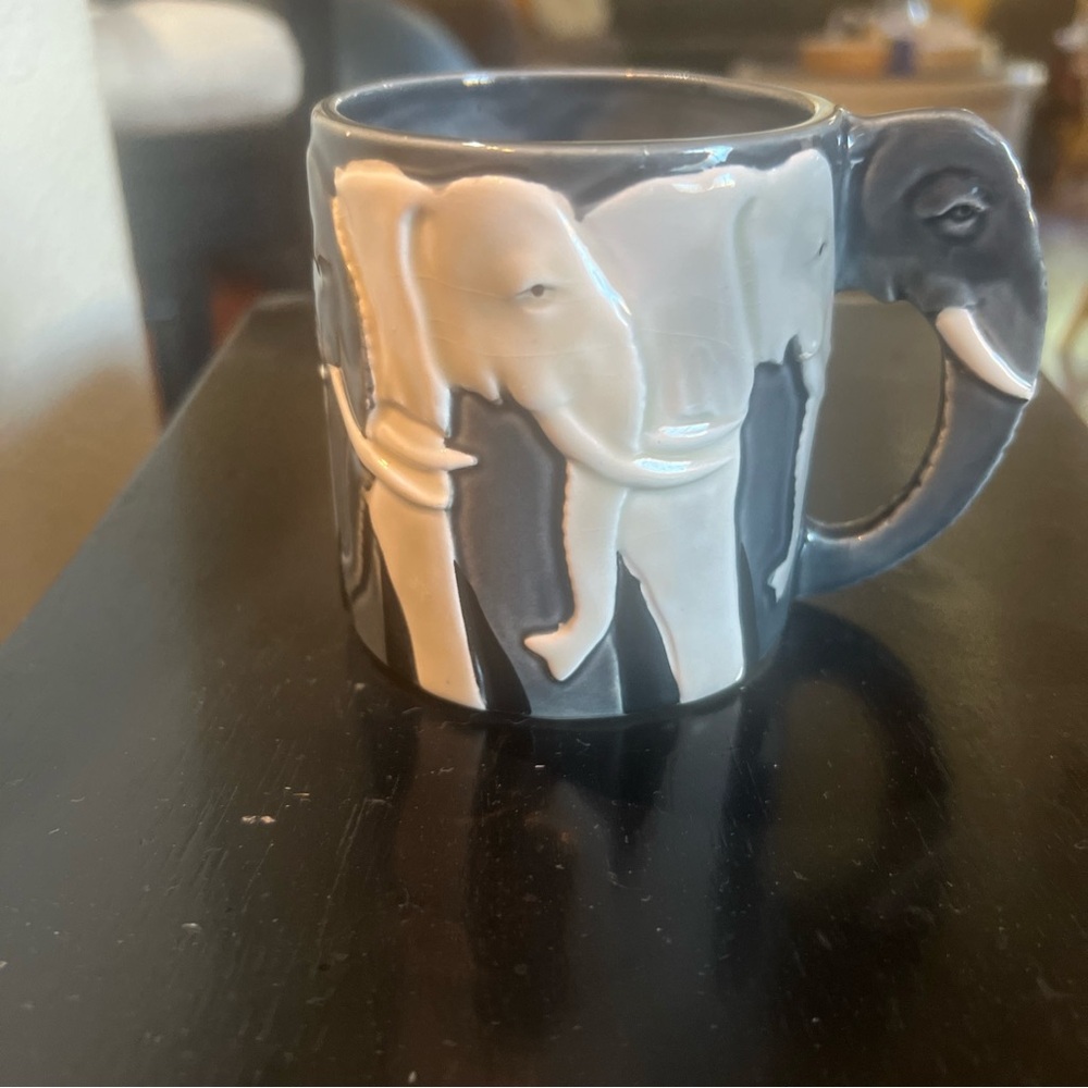 Vintage Otagiri Elephant Mug 3D Ceramic Trunk Handle Tom Taylor Made In Japan